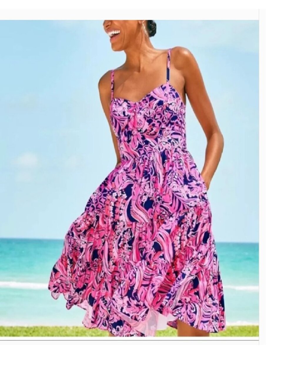 NWT Lilly Pulitzer Adalia Dress 10 Tiered Pink Flirty Fins Low Tide Boutique